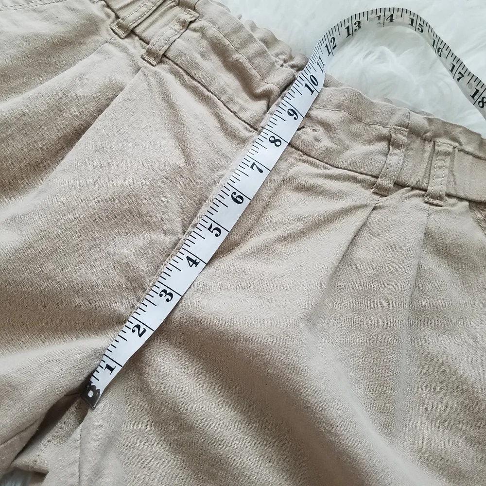 Be Bop Women's Sz 15 Linen Blend Khaki Shorts Paperbag Cuffed